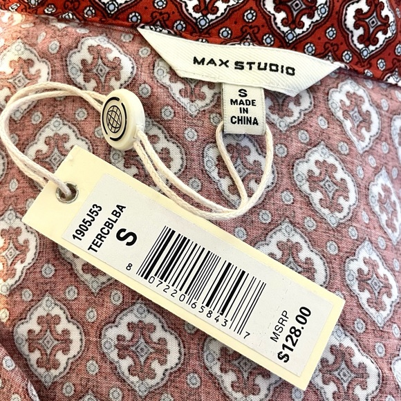 Max Studio Tiered Button Front Geometric Print Dress NWT - Picture 3 of 6